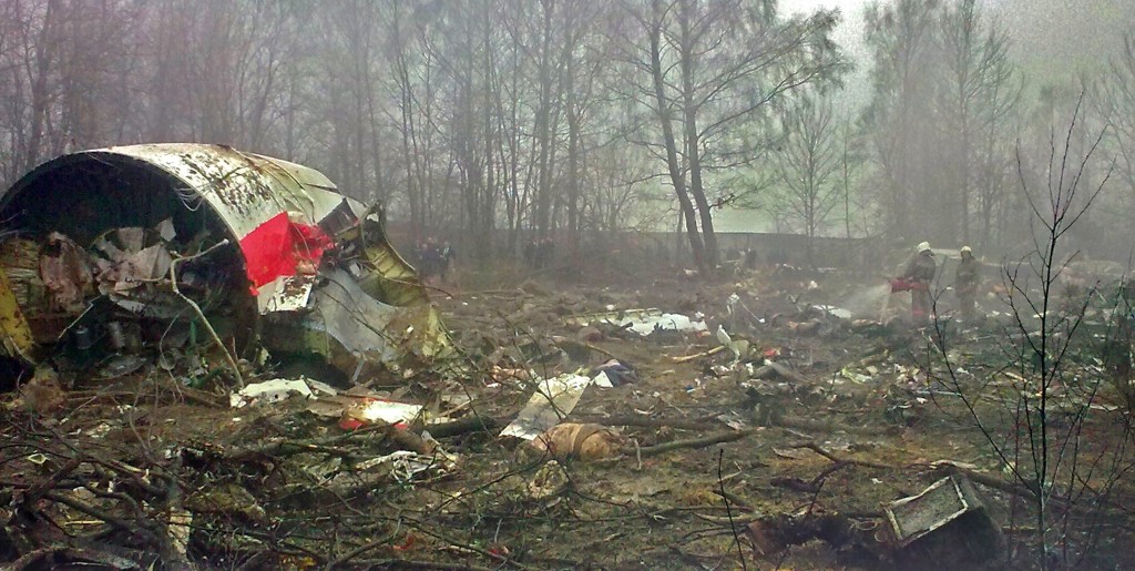 The wreckage of the Polish Tupolev at Smolensk, April 10, 2010