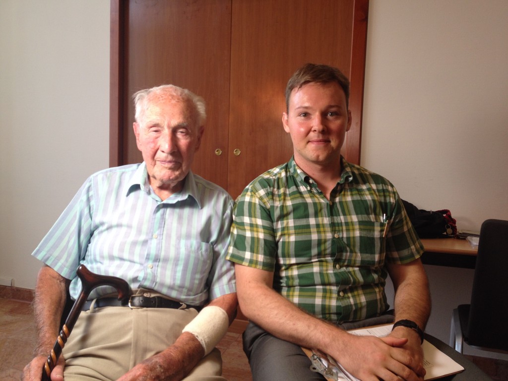 With RAF tail gunner, James Leith
