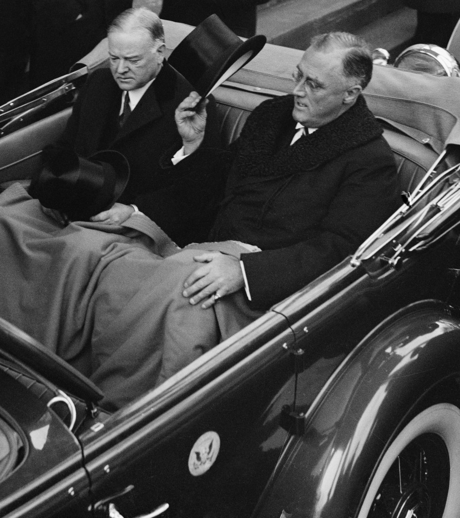 Herbert Hoover and FDR in an Automobile