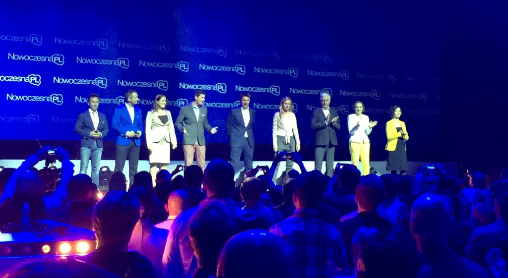 Ryszard Petru and the eight speakers that took part in the congress on the main stage.