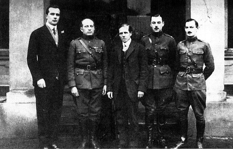 The American Mission to Poland, January 1919. Left to right: Alexander Znamięcki, Colonel William R. Grove, Vernon Kellogg, Lt. Chauncey McCormick, Captain Leo M. Czaja