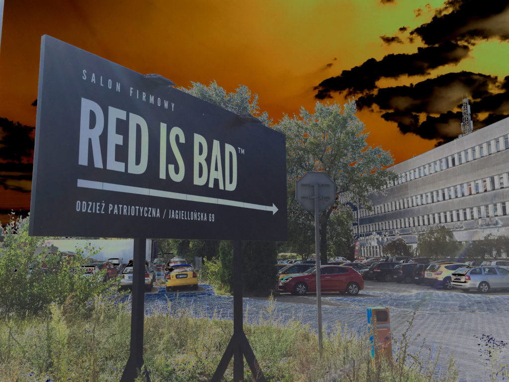 Red Is Bad company store sign