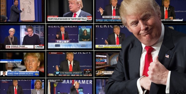 Donald Trump with TV media appearances background