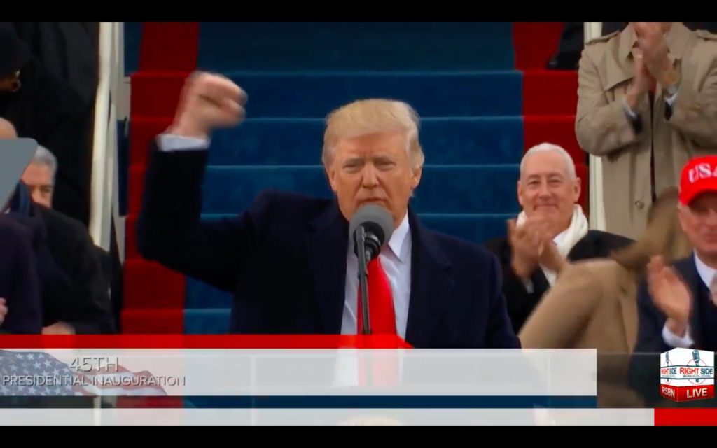 Donald Trump at his inauguration