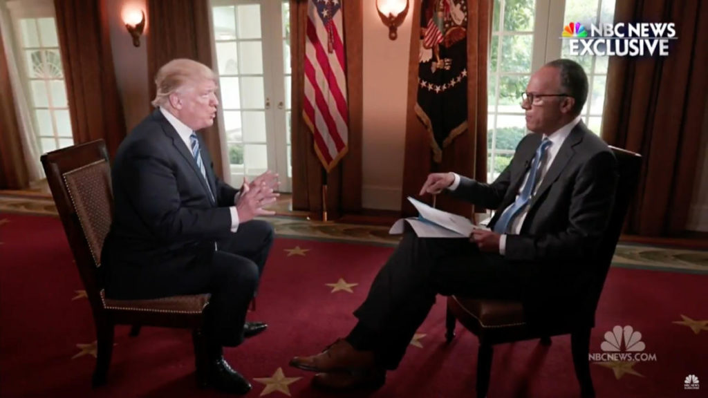 President Trump interviewed by Lester Holt on NBC